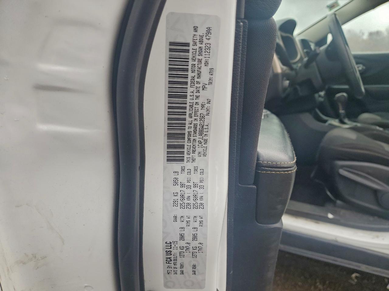 2016 Jeep Cherokee Sport VIN: 1C4PJLAB8GW212567 Lot: 93334005