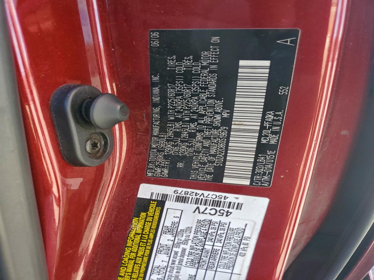 2006 Toyota Sienna Xle VIN: 5TDZA22C86S519679 Lot: 94277615