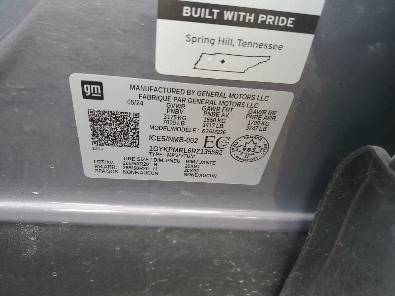 2024 Cadillac Lyriq Tech VIN: 1GYKPMRL6RZ135592 Lot: 91917325