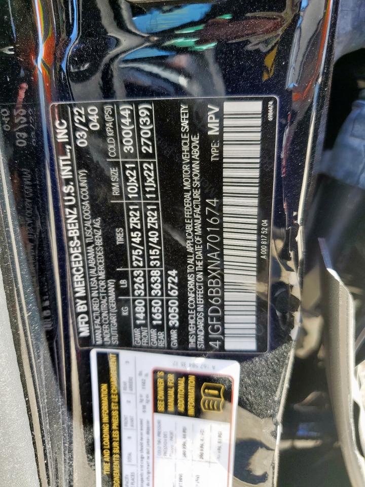 2022 Mercedes-Benz Gle Coupe Amg 53 4Matic VIN: 4JGFD6BBXNA701674 Lot: 91129545