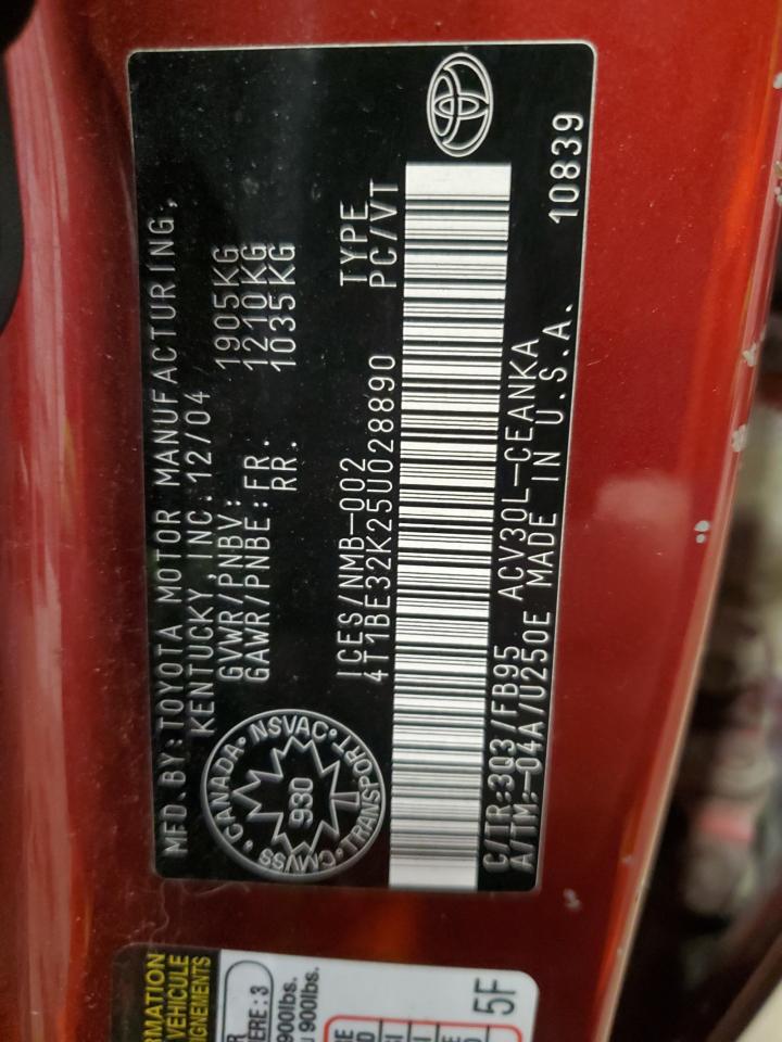 2005 Toyota Camry Le VIN: 4T1BE32K25U028890 Lot: 93280685