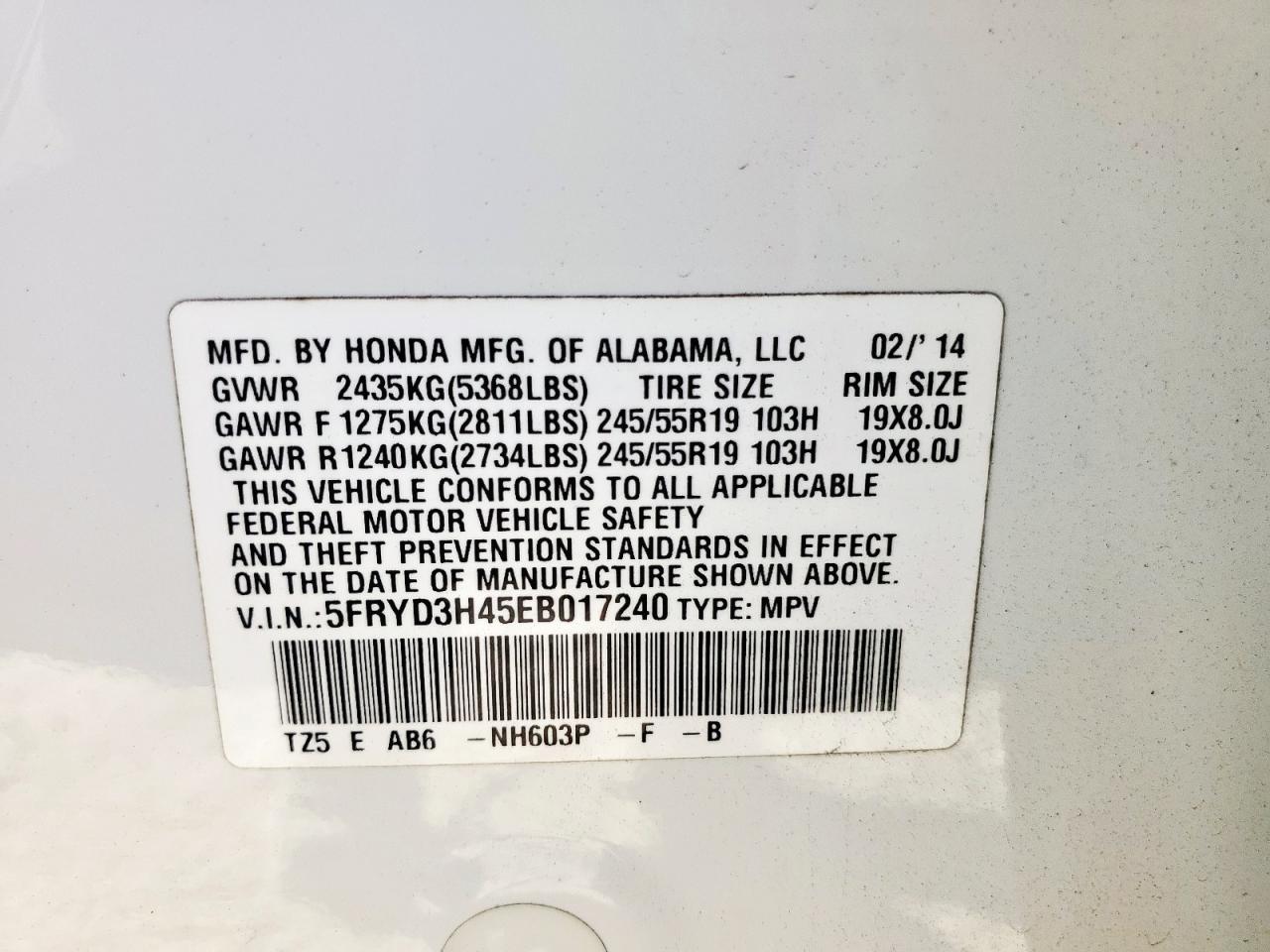 2014 Acura Mdx Technology VIN: 5FRYD3H45EB017240 Lot: 91562525