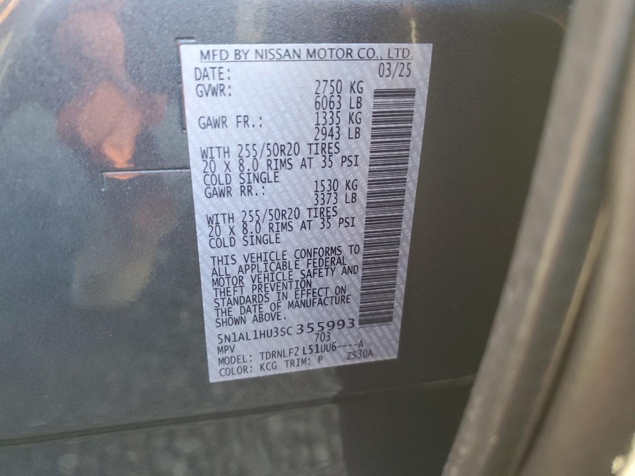 2025 Infiniti Qx60 Autograph VIN: 5N1AL1HU3SC355993 Lot: 92758985