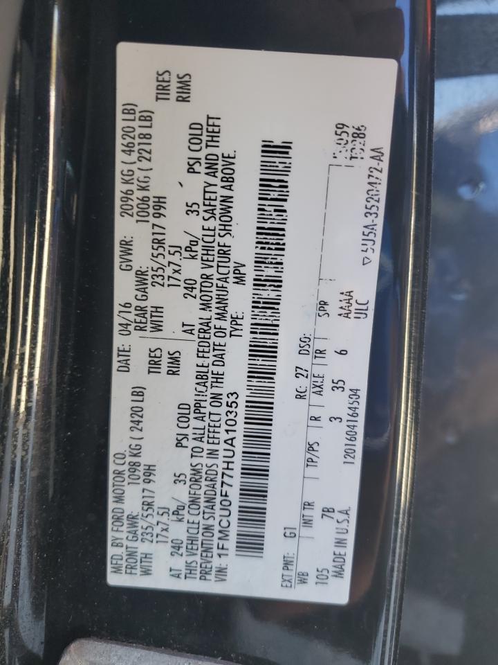 2017 Ford Escape S VIN: 1FMCU0F77HUA10353 Lot: 85954745