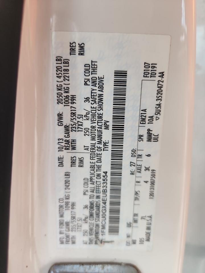 2014 Ford Escape Se VIN: 1FMCU0GX4EUB33554 Lot: 92327635