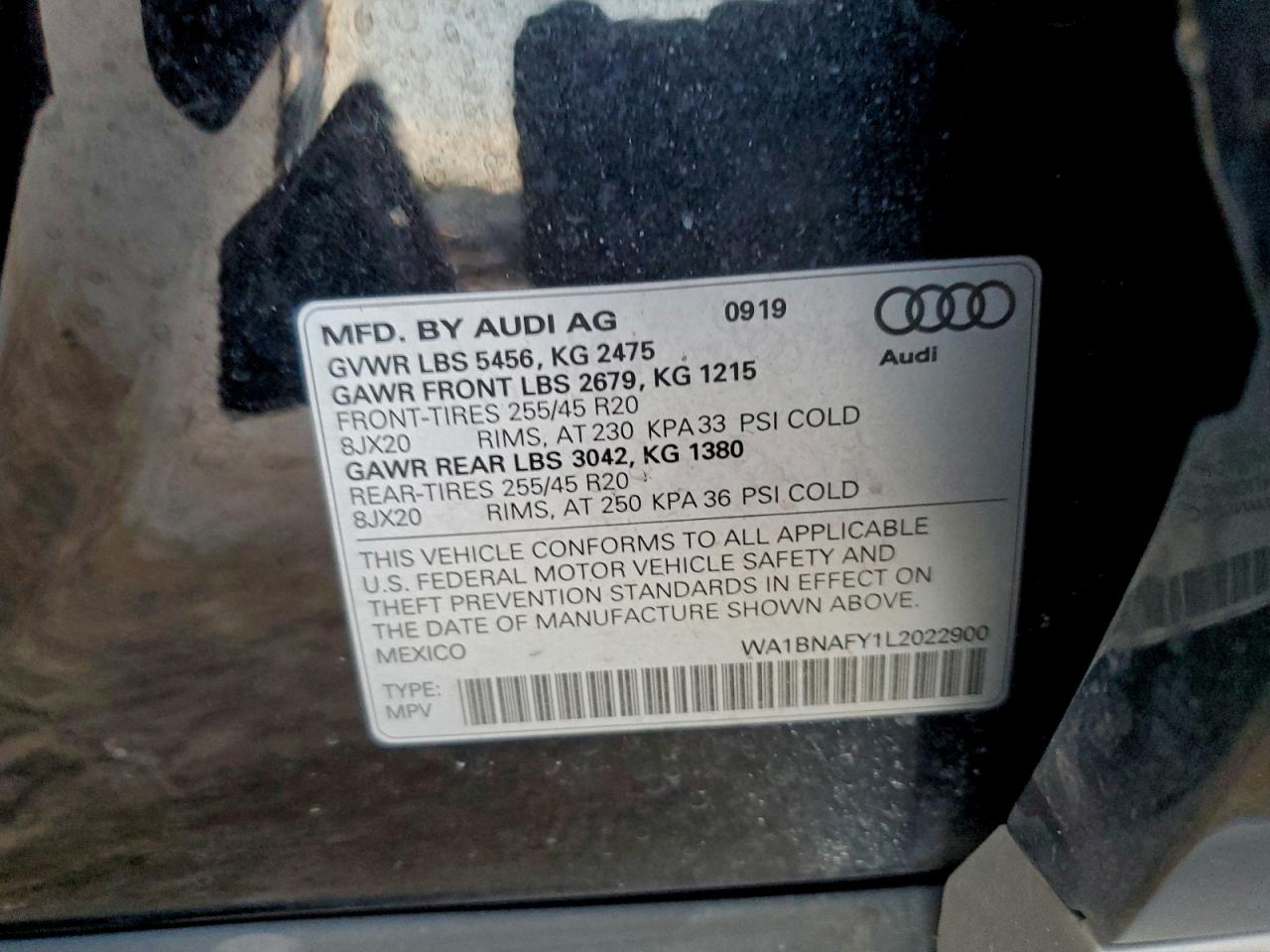 2020 Audi Q5 Premium Plus VIN: WA1BNAFY1L2022900 Lot: 94540105