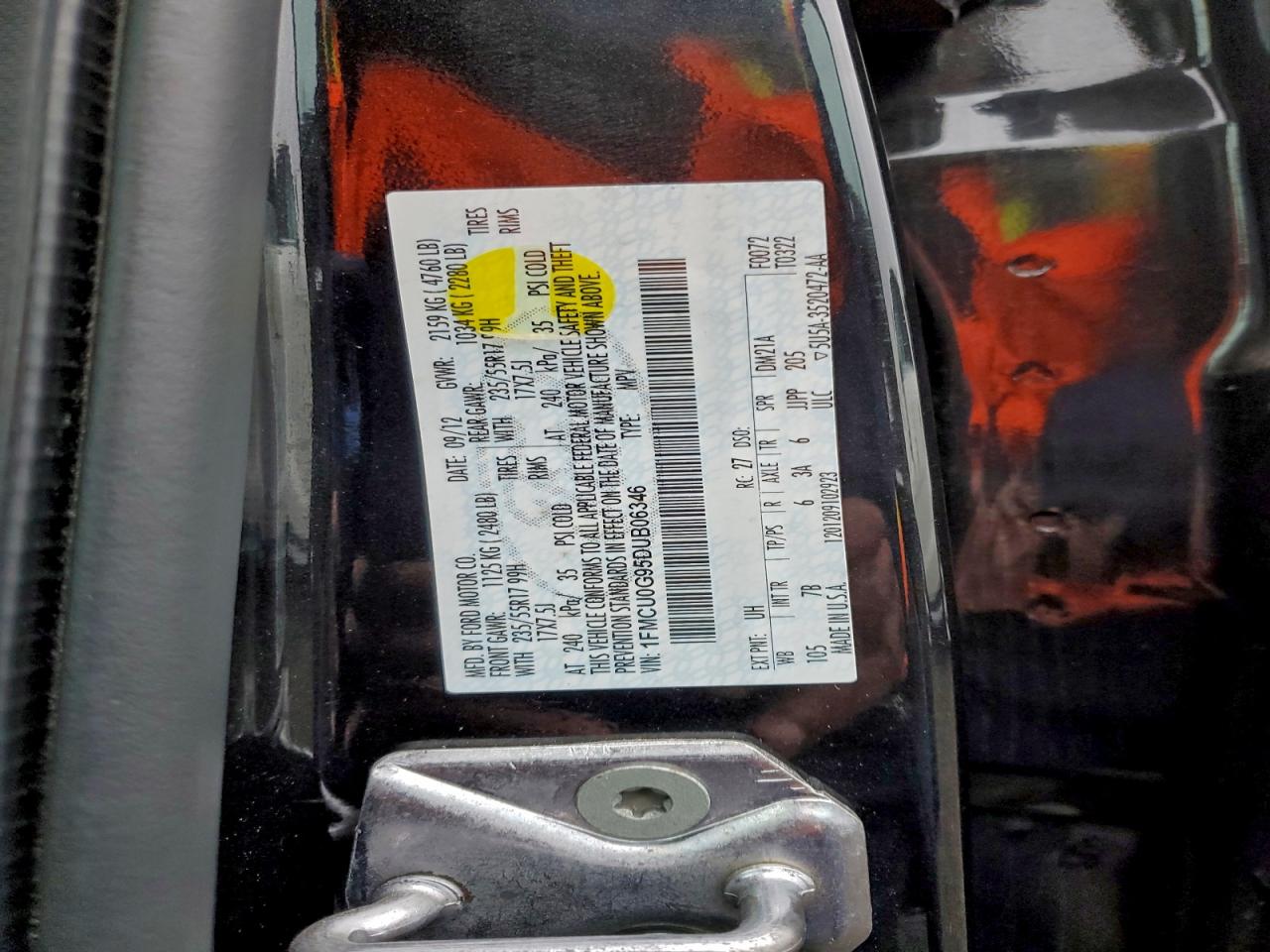 2013 Ford Escape Se VIN: 1FMCU0G95DUB06346 Lot: 91669275