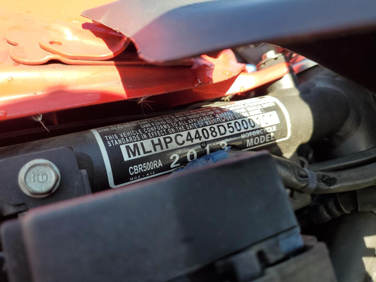 2013 Honda Cbr500 Ra-Abs VIN: MLHPC4408D5000101 Lot: 91990215