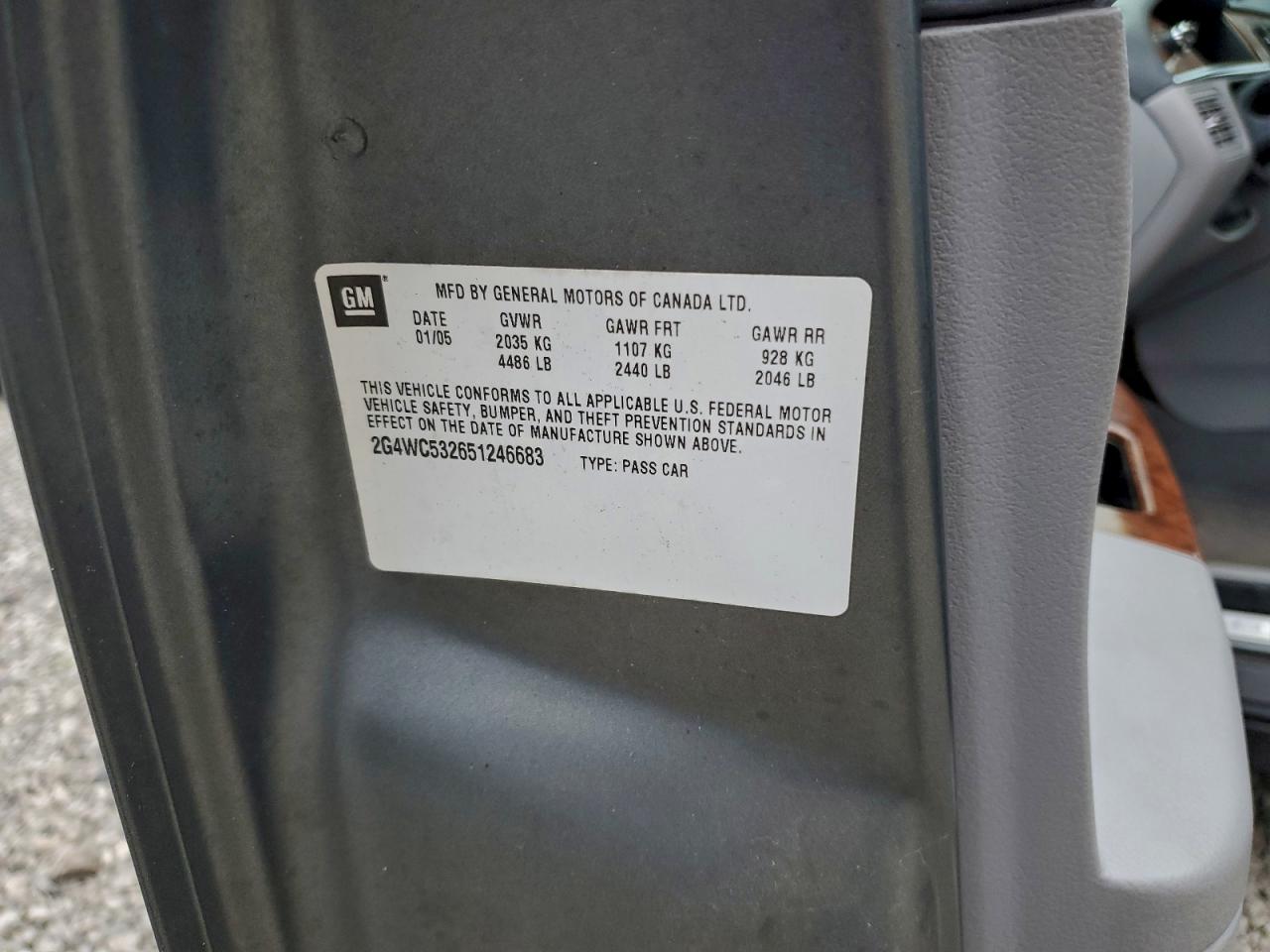 2005 Buick Lacrosse Cx VIN: 2G4WC532651246683 Lot: 93778115