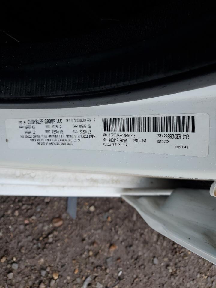 2013 Dodge Avenger Se VIN: 1C3CDZAB2DN653710 Lot: 93530385