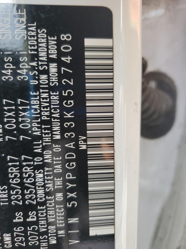 2019 Kia Sorento L VIN: 5XYPGDA33KG527408 Lot: 91914675