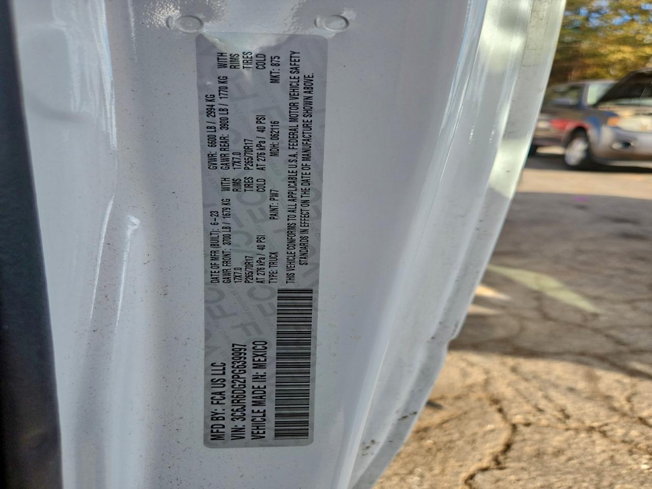 2023 Ram 1500 Classic Tradesman VIN: 3C6JR6DG2PG639997 Lot: 93872765