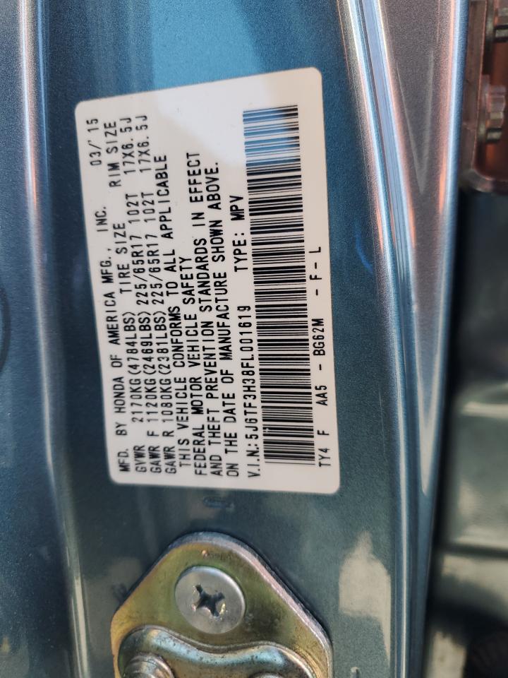 2015 Honda Crosstour Ex VIN: 5J6TF3H38FL001619 Lot: 92672235