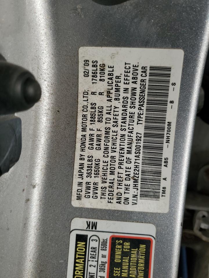 2010 Honda Insight Ex VIN: JHMZE2H71AS001927 Lot: 91524075