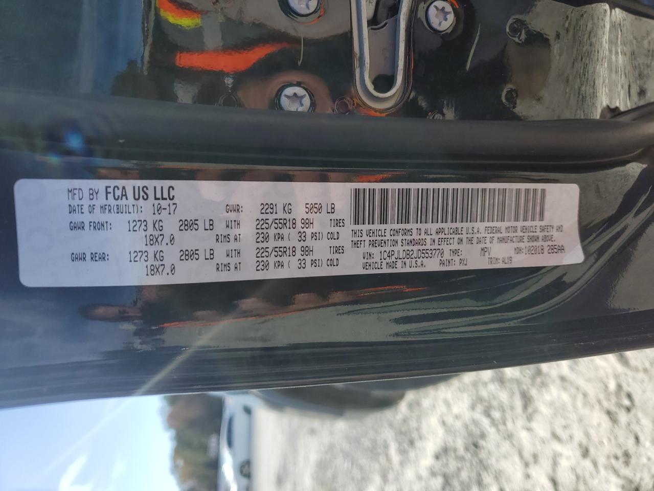 2018 Jeep Cherokee Limited VIN: 1C4PJLDB2JD553770 Lot: 92370275