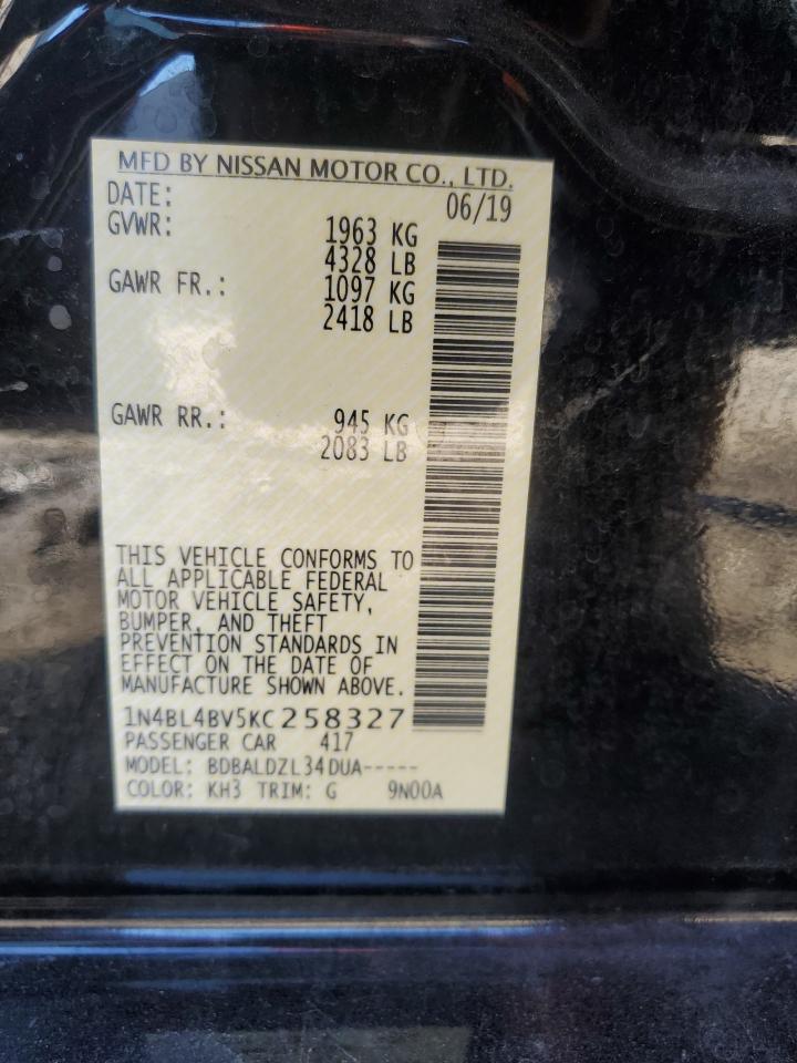 2019 Nissan Altima S VIN: 1N4BL4BV5KC258327 Lot: 90982685