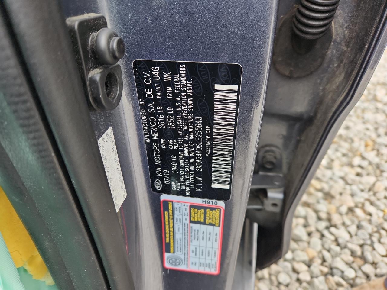 2020 Kia Rio Lx VIN: 3KPA24AD6LE255643 Lot: 93469705