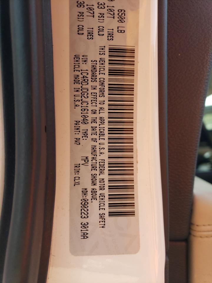 2018 Dodge Durango Gt VIN: 1C4RDJDG2JC161040 Lot: 93251685