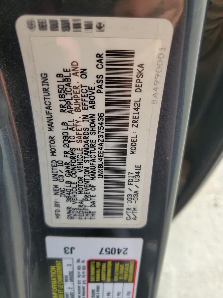 2010 Toyota Corolla Base VIN: 1NXBU4EE4AZ375436 Lot: 92133455