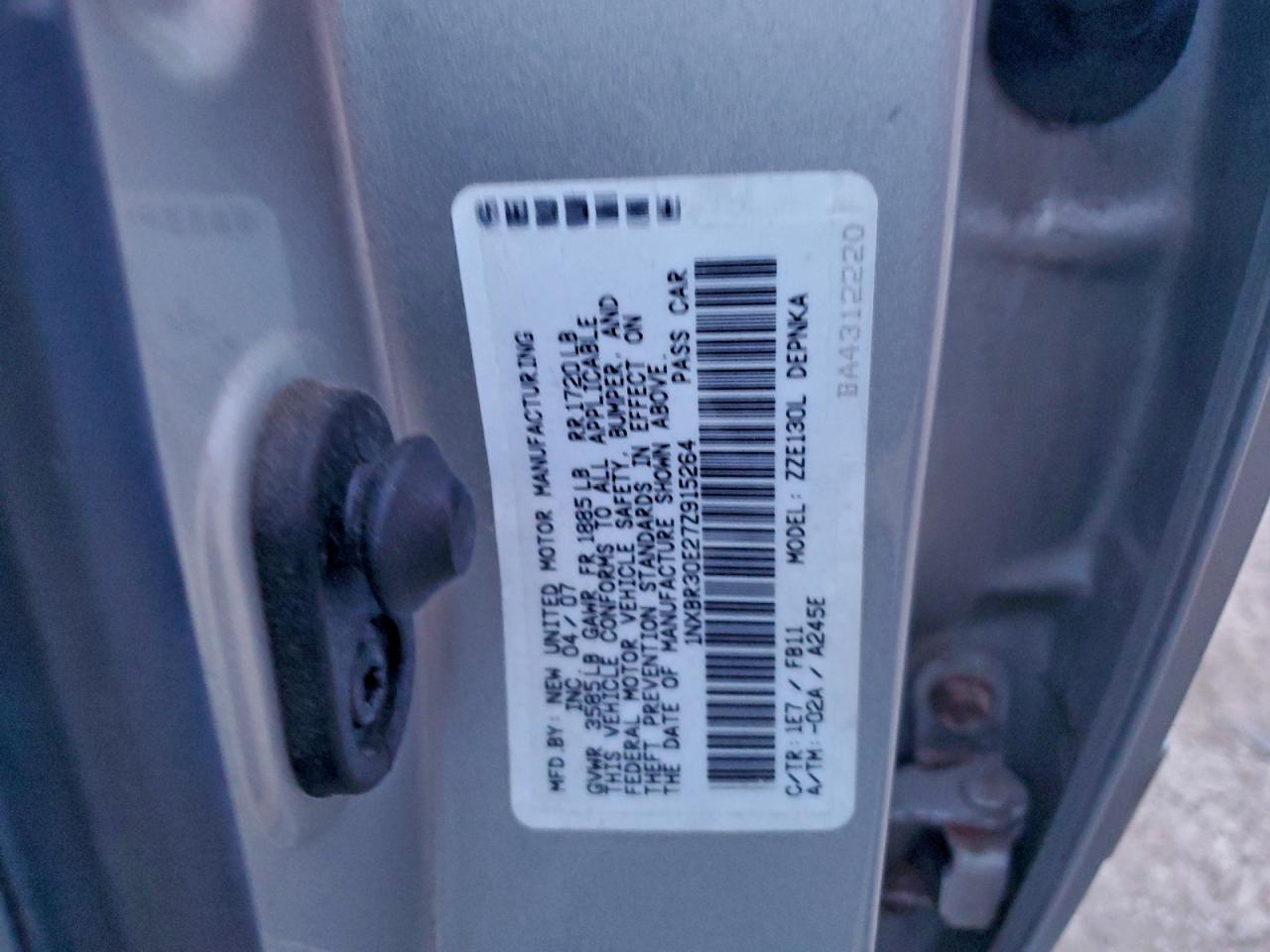 2007 Toyota Corolla Ce VIN: 1NXBR30E27Z915264 Lot: 94255655