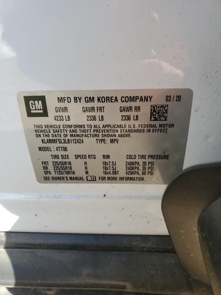 2020 Buick Encore Gx Essence VIN: KL4MMFSL3LB112424 Lot: 92610545