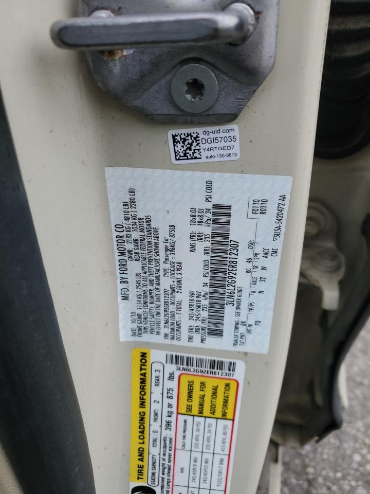 2014 Lincoln Mkz VIN: 3LN6L2G92ER812307 Lot: 91967995