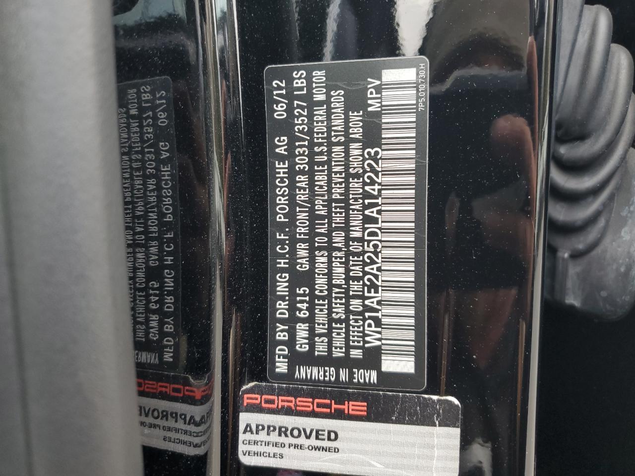 2013 Porsche Cayenne S Hybrid VIN: WP1AE2A25DLA14223 Lot: 93376095