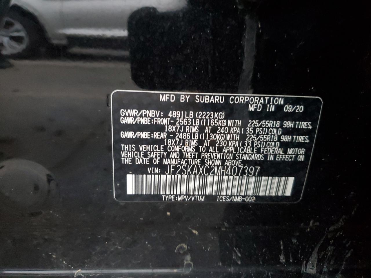 2021 Subaru Forester Touring VIN: JF2SKAXC2MH407397 Lot: 93419585