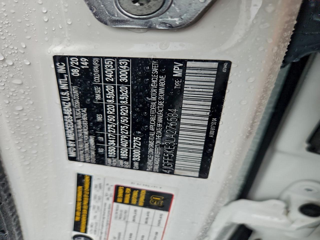 2020 Mercedes-Benz Gls 450 4Matic VIN: 4JGFF5KE3LA276584 Lot: 93749915