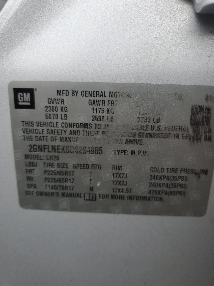 2013 Chevrolet Equinox Lt VIN: 2GNFLNEK6D6294985 Lot: 92685715