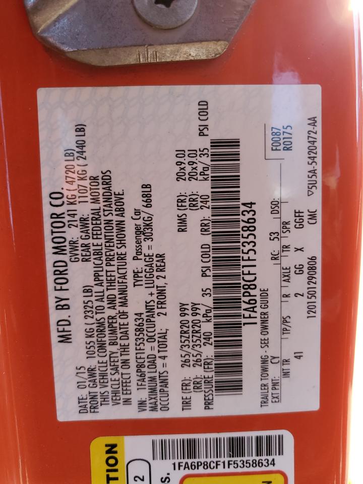 2015 Ford Mustang Gt VIN: 1FA6P8CF1F5358634 Lot: 92892915