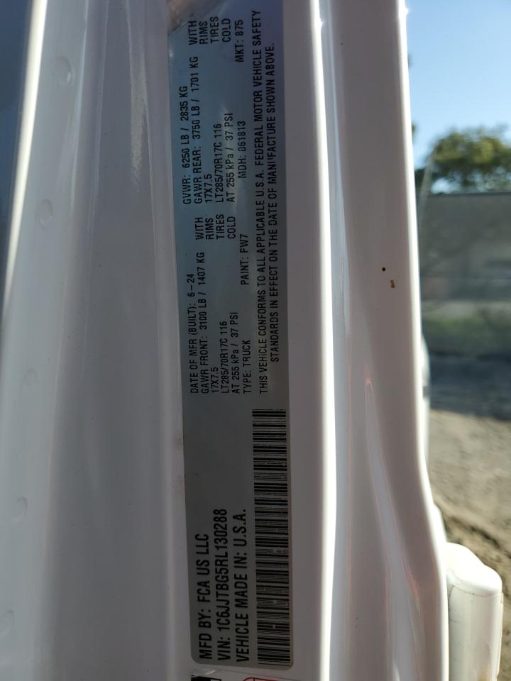 2024 Jeep Gladiator Rubicon VIN: 1C6JJTBG5RL130288 Lot: 92729885