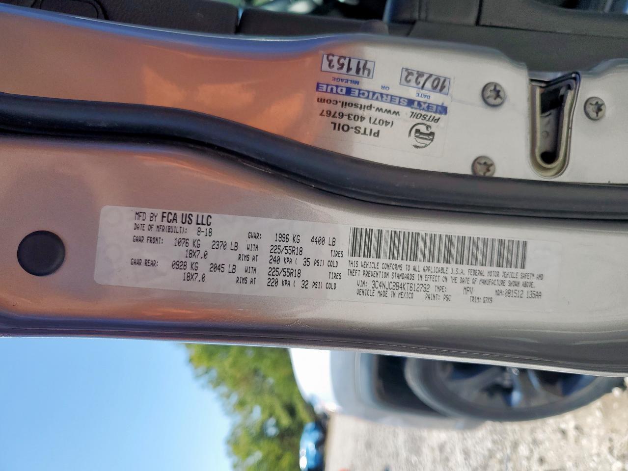 2019 Jeep Compass Latitude VIN: 3C4NJCBB4KT612792 Lot: 91020205