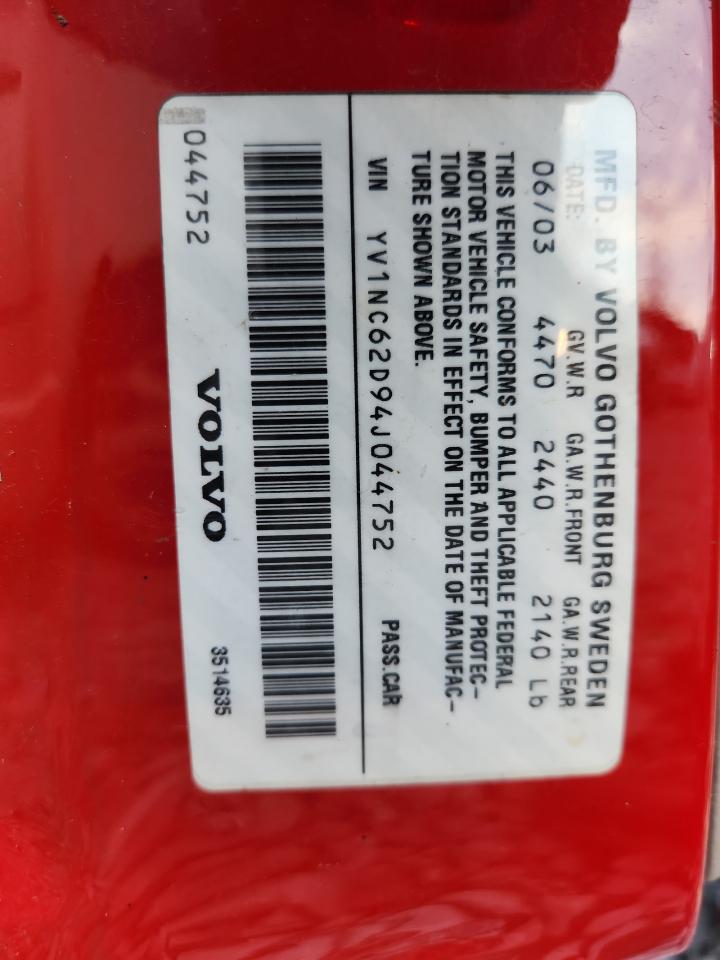 2004 Volvo C70 Hpt VIN: YV1NC62D94J044752 Lot: 92611505