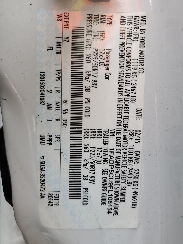 2015 Ford C-Max Premium Sel VIN: 1FADP5CU9FL108154 Lot: 92944005