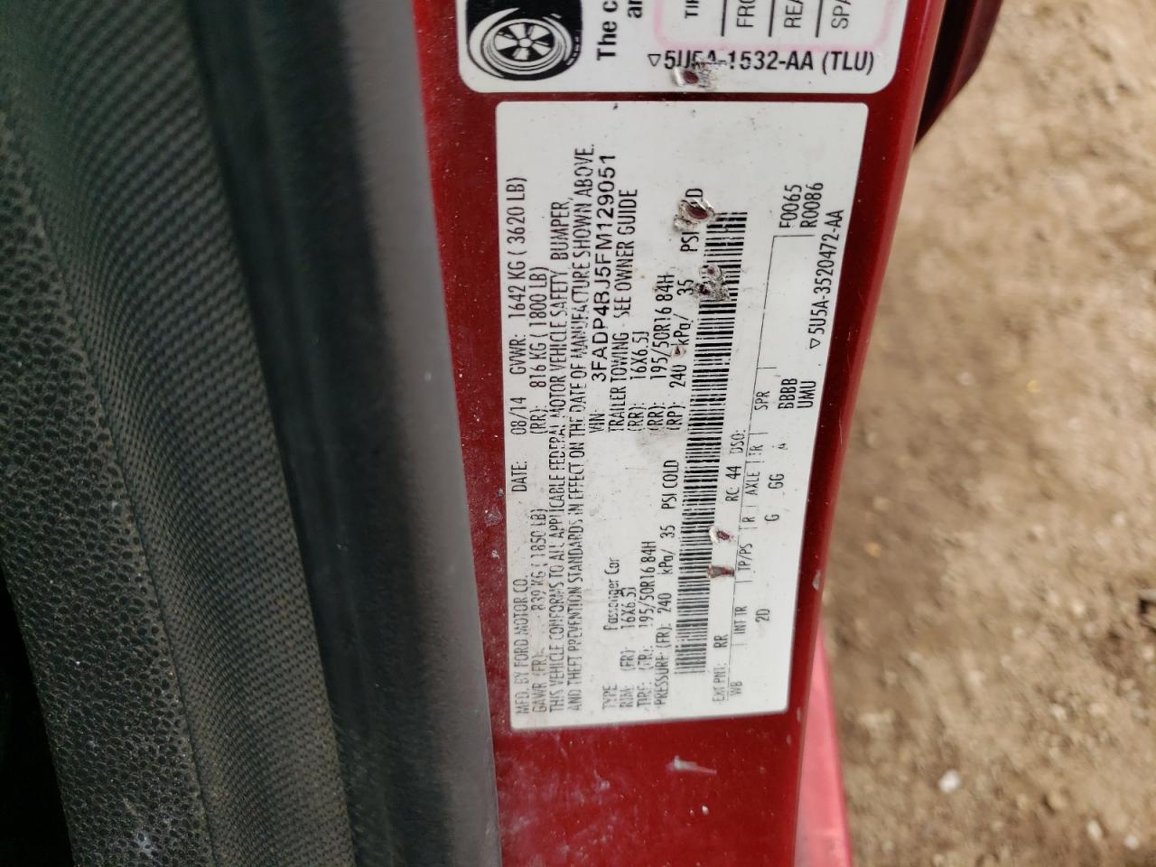 2015 Ford Fiesta Se VIN: 3FADP4BJ5FM129051 Lot: 93846245