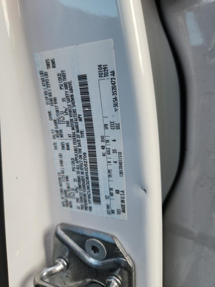 2017 Ford Escape Se VIN: 1FMCU9GD8HUD52709 Lot: 92087095