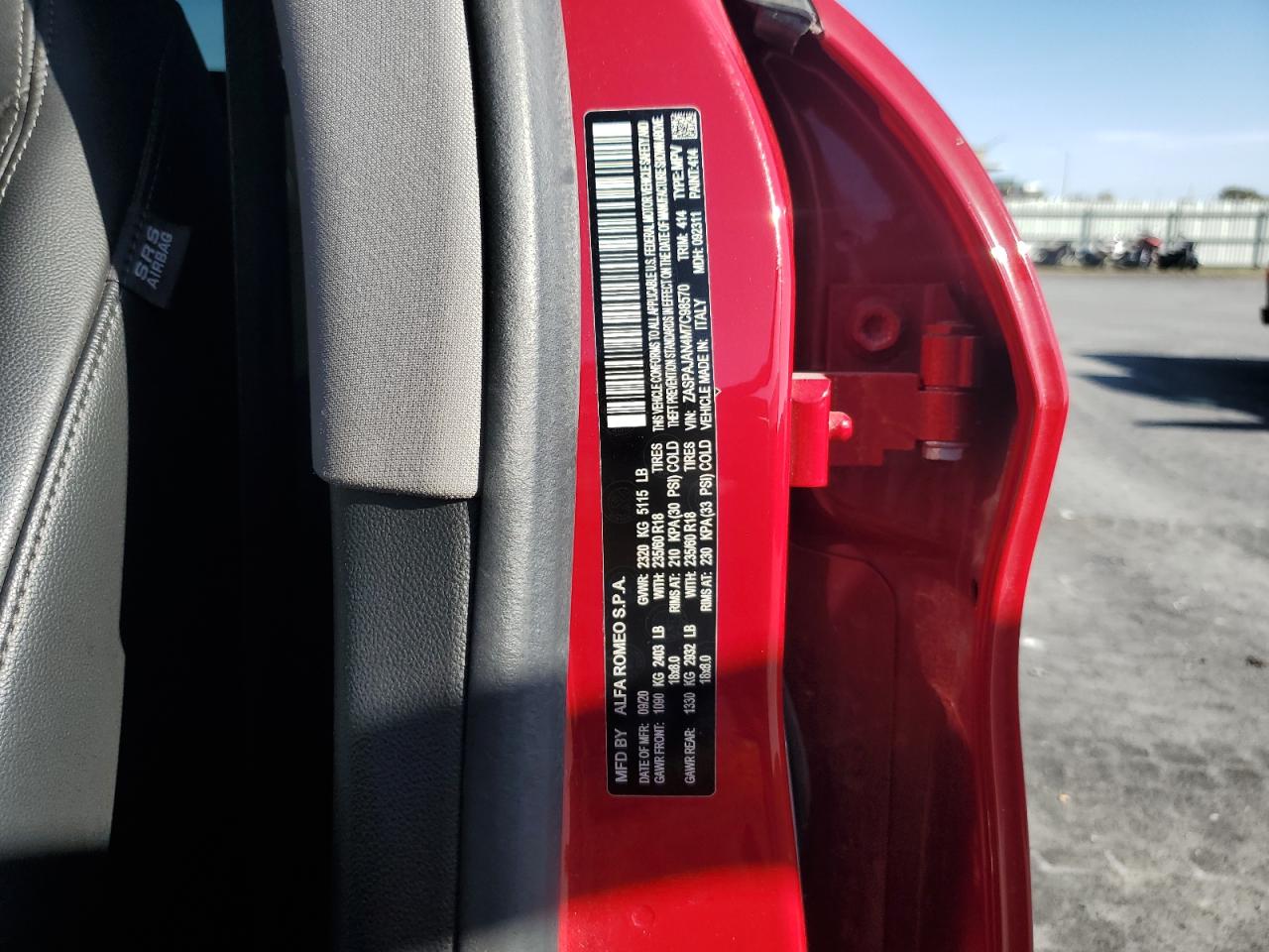 2021 Alfa Romeo Stelvio Sport VIN: ZASPAJAN4M7C98570 Lot: 92630595