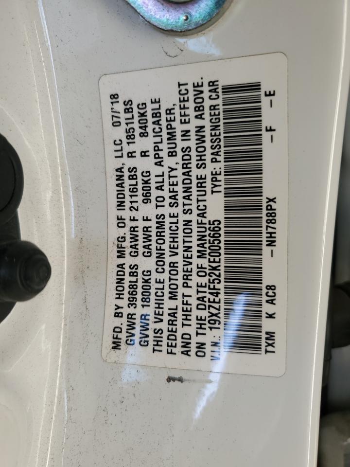 2019 Honda Insight Ex VIN: 19XZE4F52KE005665 Lot: 92122195