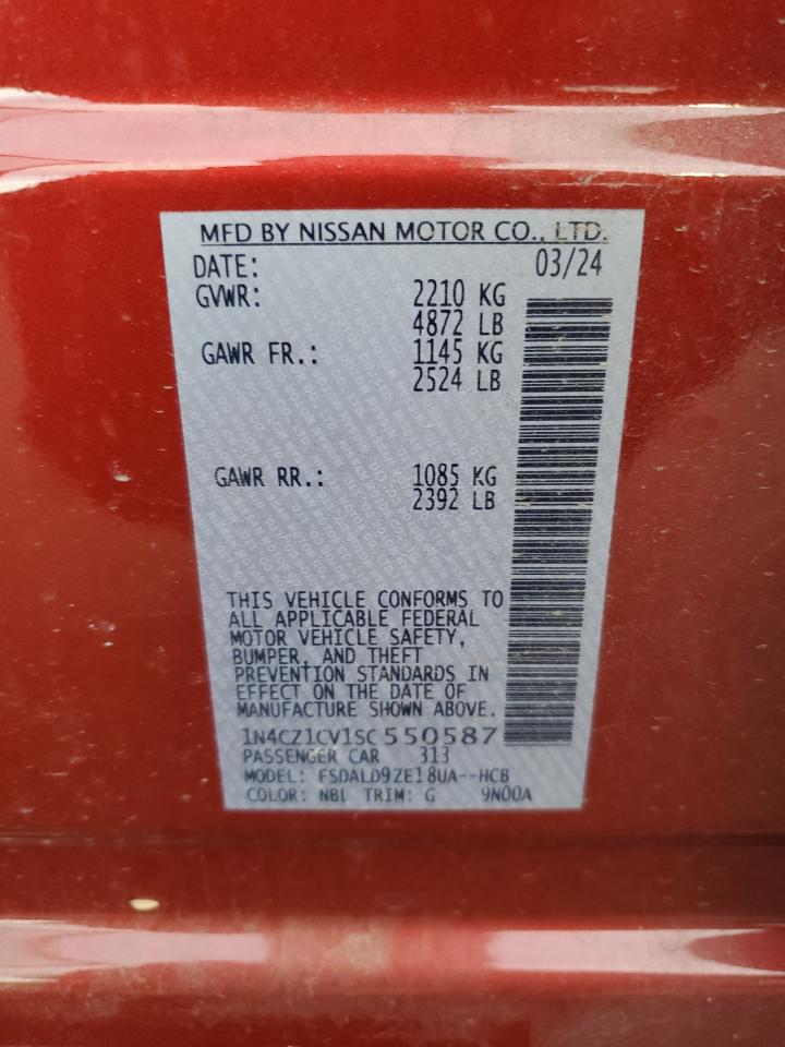 2025 Nissan Leaf Sv Plus VIN: 1N4CZ1CV1SC550587 Lot: 92480935