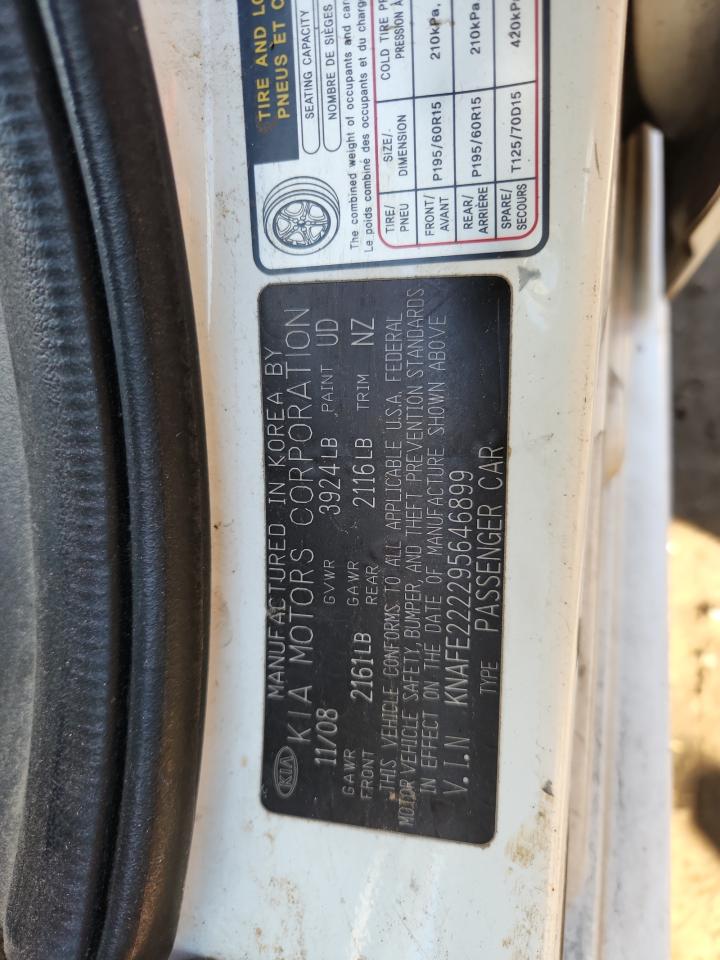 2009 Kia Spectra Ex VIN: KNAFE222295646899 Lot: 93150755