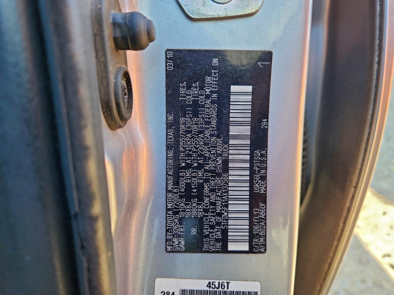 2010 Toyota Tundra Crewmax Sr5 VIN: 5TFDW5F11AX137566 Lot: 93517105