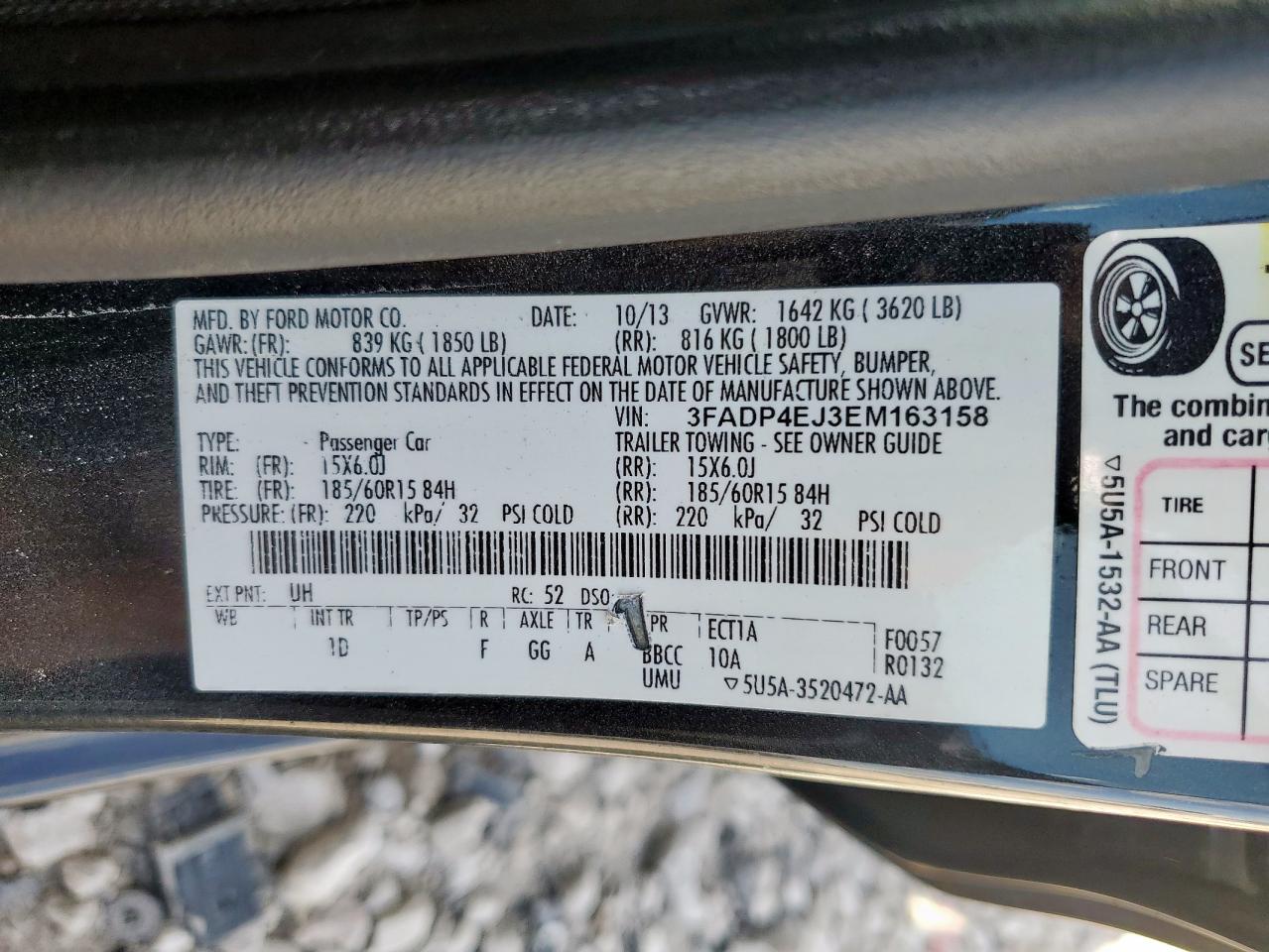 2014 Ford Fiesta Se VIN: 3FADP4EJ3EM163158 Lot: 92685205