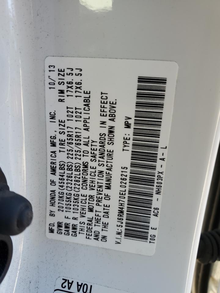 2014 Honda Cr-V Exl VIN: 5J6RM4H70EL026215 Lot: 91205705