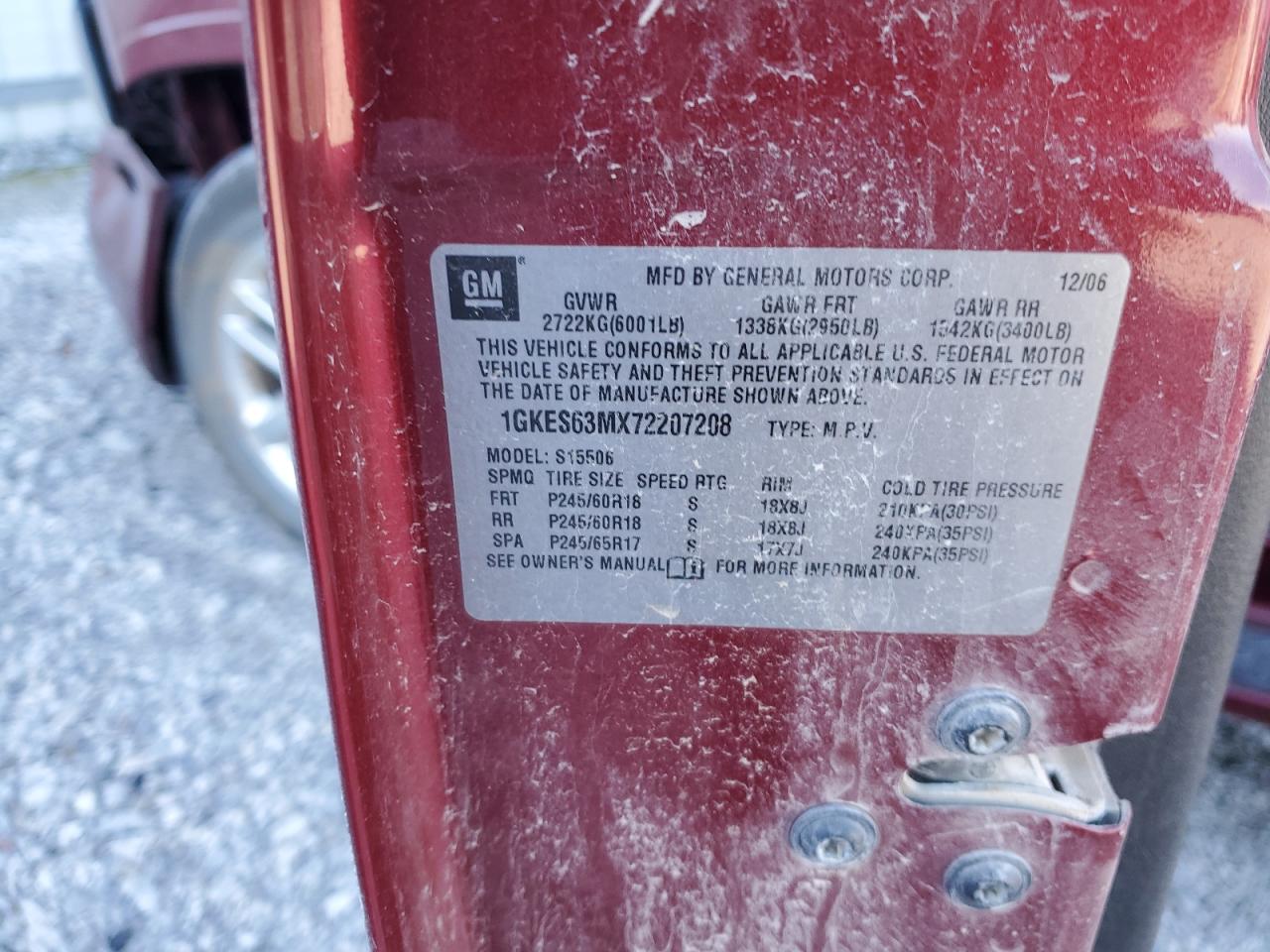 2007 GMC Envoy Denali VIN: 1GKES63MX72207208 Lot: 91673305