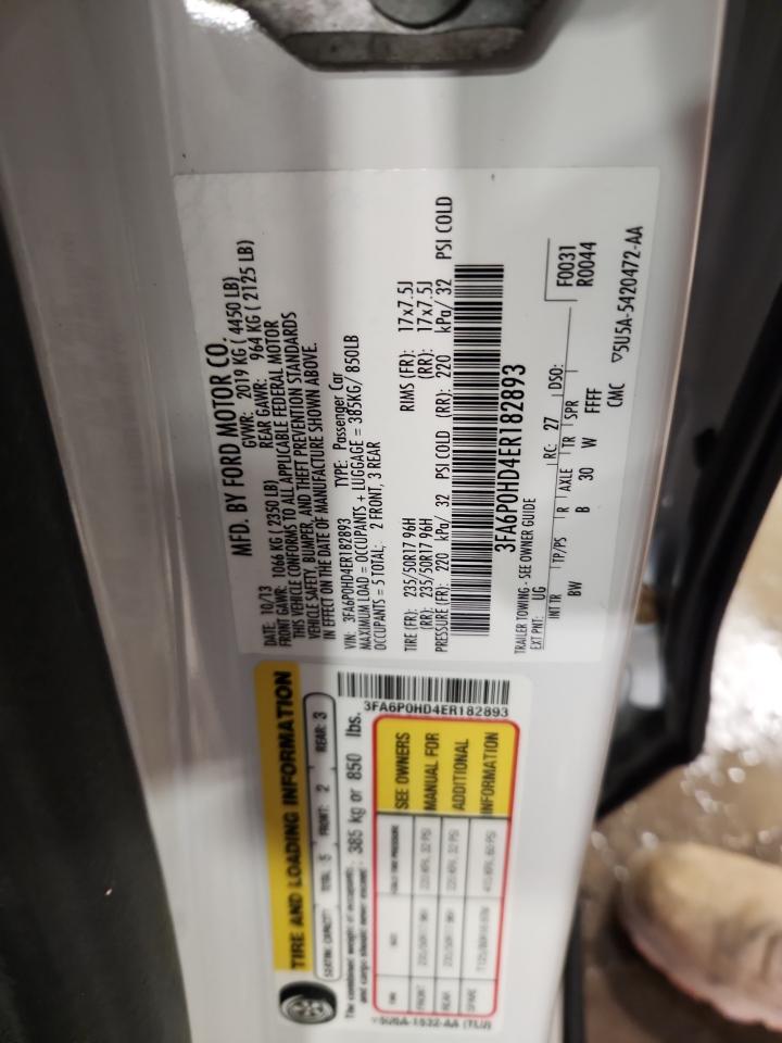 2014 Ford Fusion Se VIN: 3FA6P0HD4ER182893 Lot: 92809795