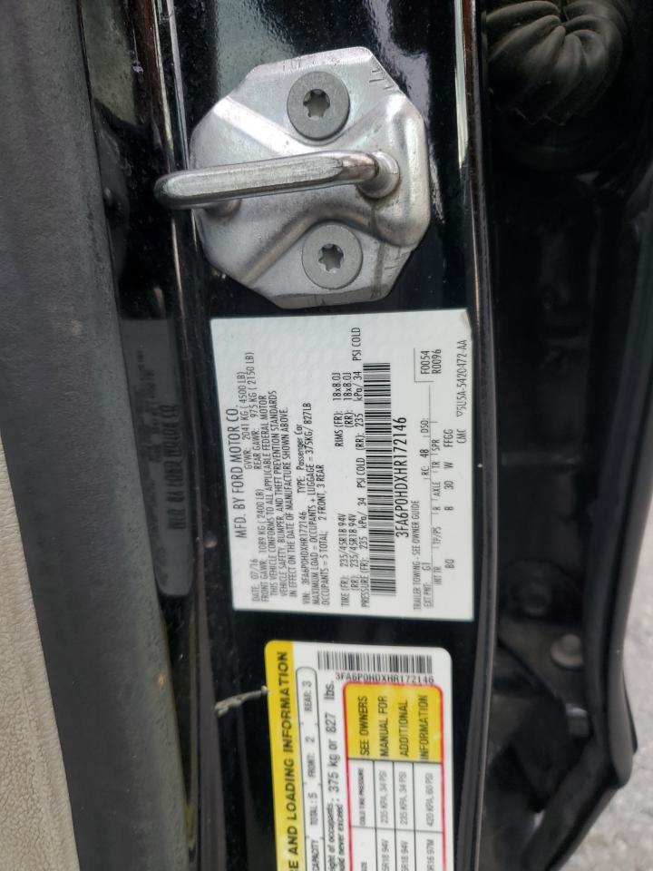 2017 Ford Fusion Se VIN: 3FA6P0HDXHR172146 Lot: 91193995