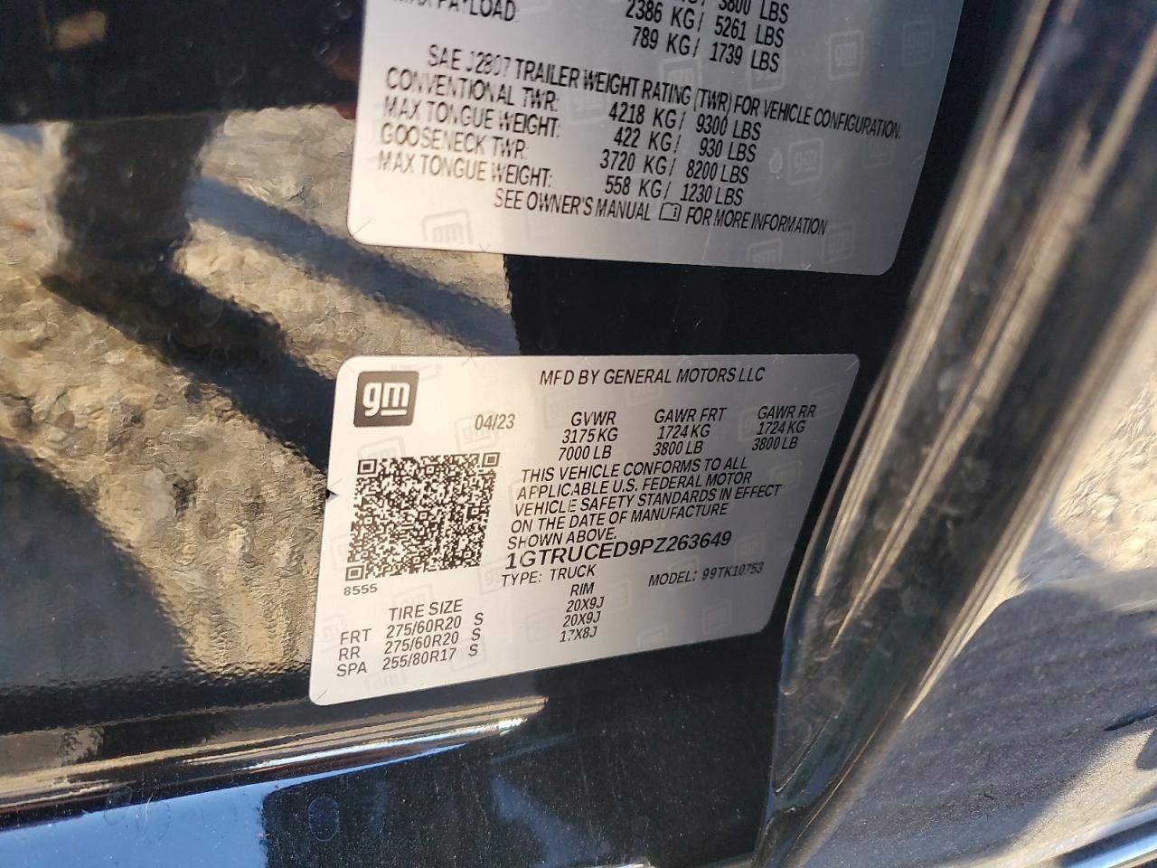 2023 GMC Sierra K1500 Elevation VIN: 1GTRUCED9PZ263649 Lot: 92505275