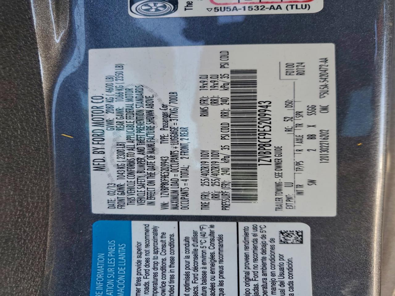 2014 Ford Mustang Gt VIN: 1ZVBP8CF9E5209943 Lot: 94131265