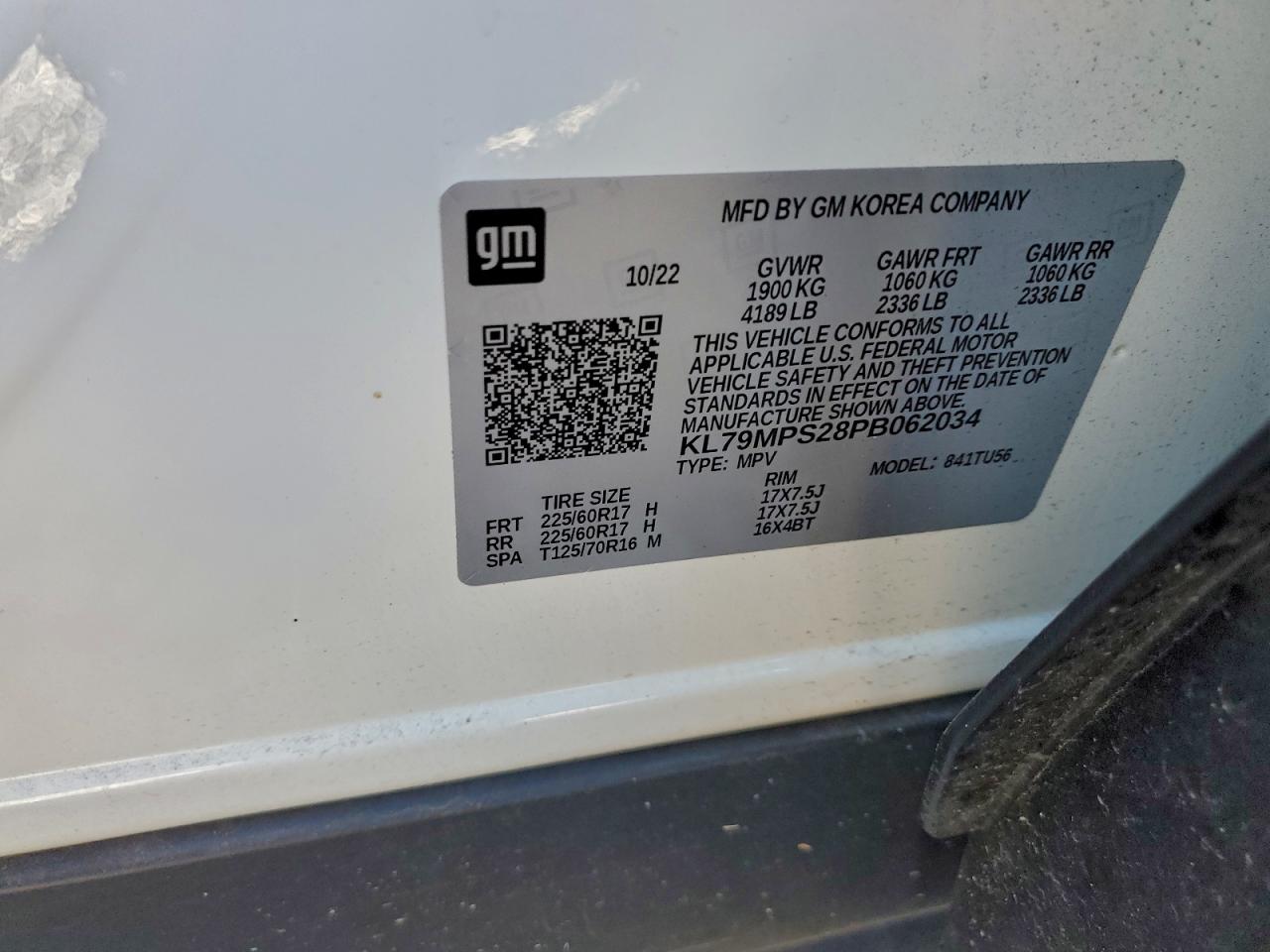 2023 Chevrolet Trailblazer Lt VIN: KL79MPS28PB062034 Lot: 94143415